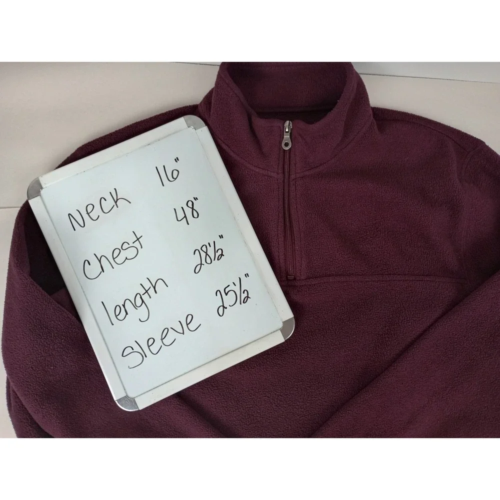 Croft & Barrow Men's L Dark Purple 1/4 Zip Mock Neck Long Sleeve Fleece Pullover